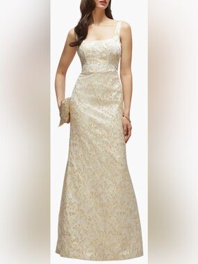NEW DESSY COLLECTION Bettina Metallic Brocade Trumpet Gown Sz 2